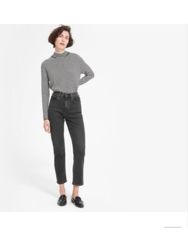Everlane High Rise Slim Straight Cigarette Jeans Gray/Washed Black Wash- Size 26